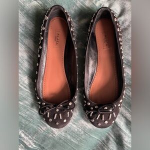 AZZEDINE ALAIA Paris studded suede ballet flats 38 1/2, US sz 8!